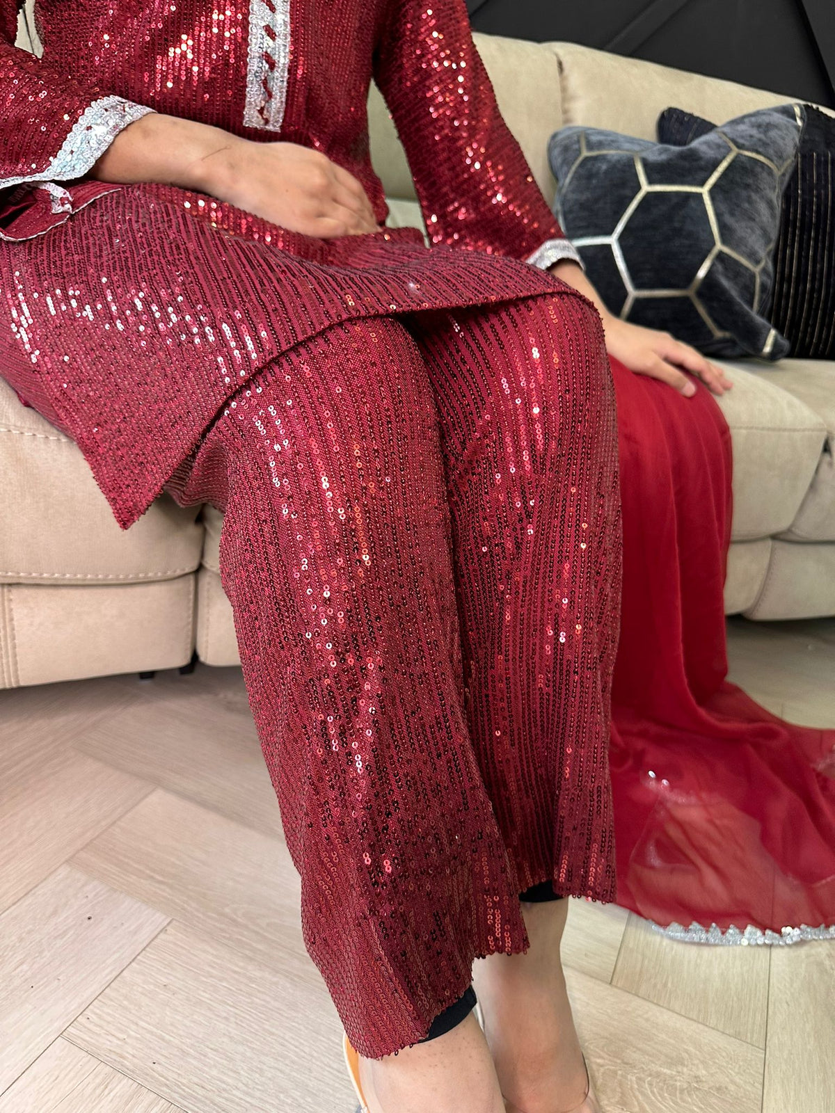 Kareena Sequin Suit  - Red