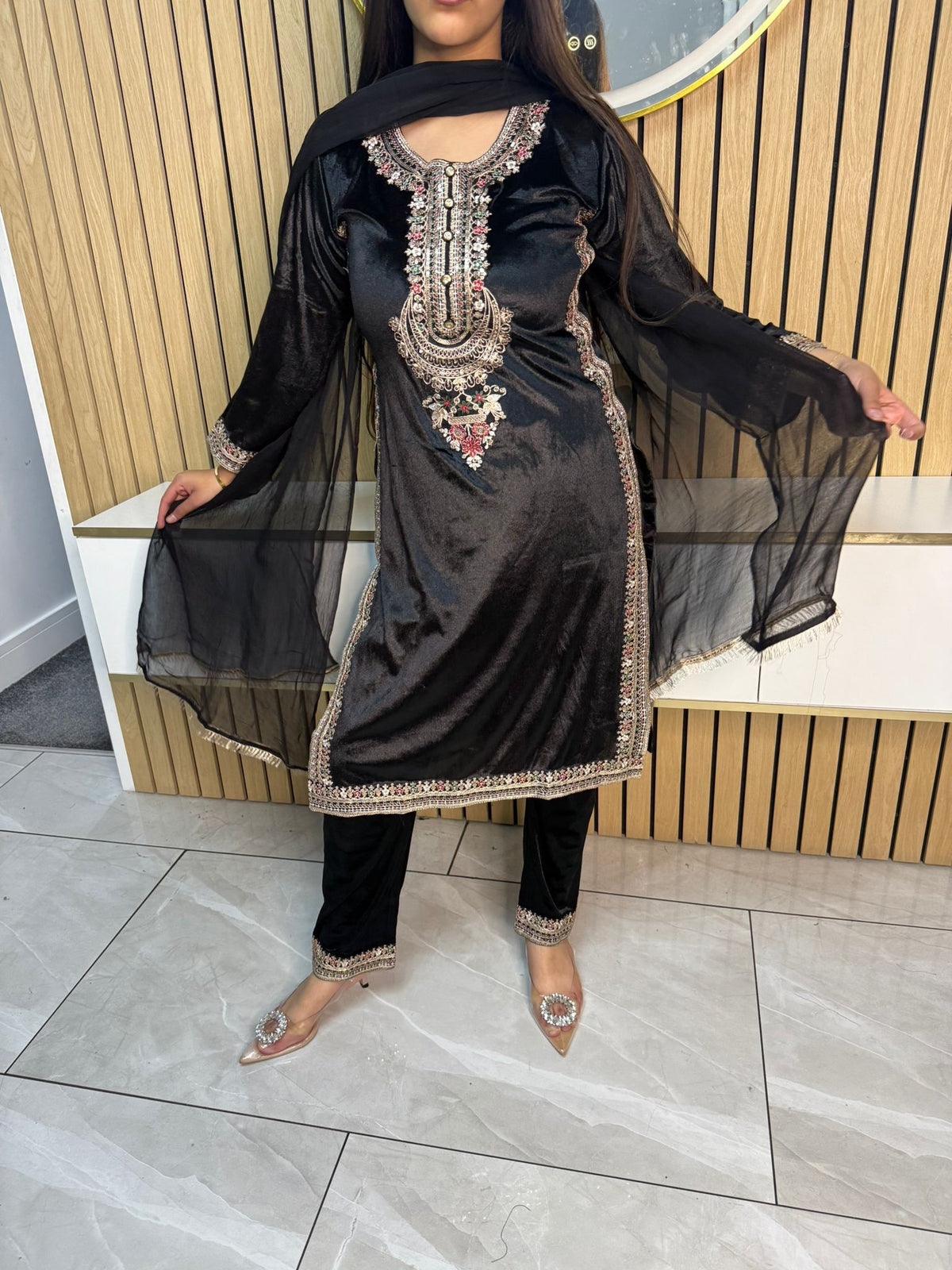 Saher Velvet 3pc Mother & Daughter Suits
