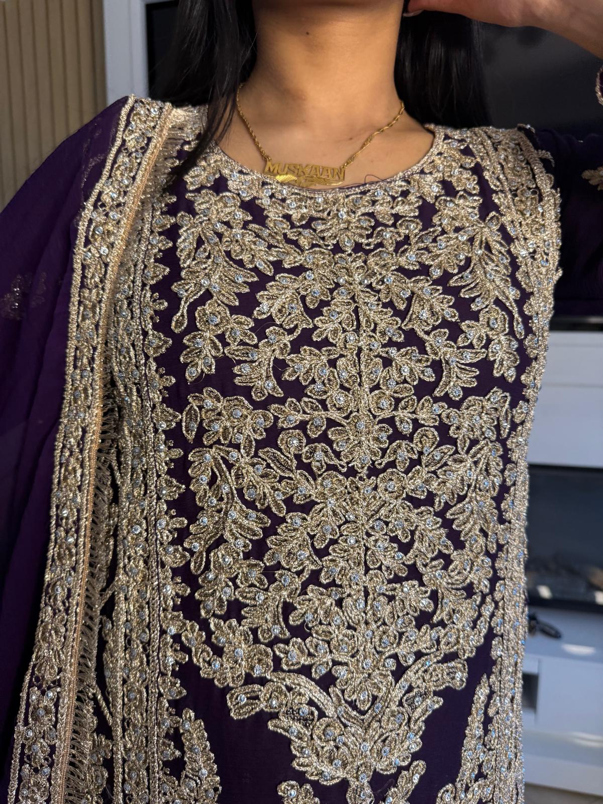 Manisba 3pc Mother & Daughter chiffon Suit With Plazzo