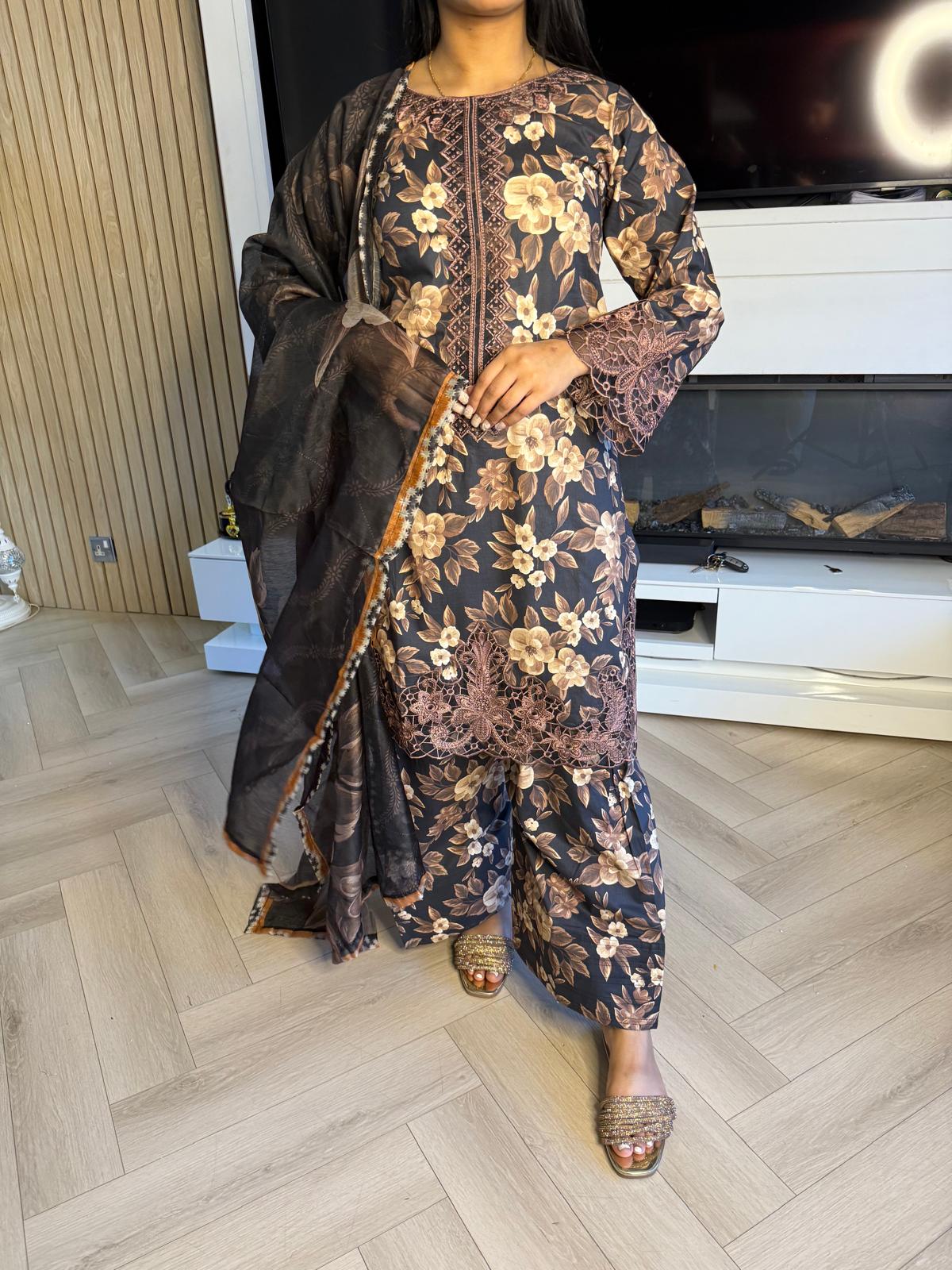 Viral Sensation 3pc Lawn Farshi Suits By Raniya U4-B2