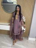 Samiya 4pc Shamose Silk Suit With Potli Bag