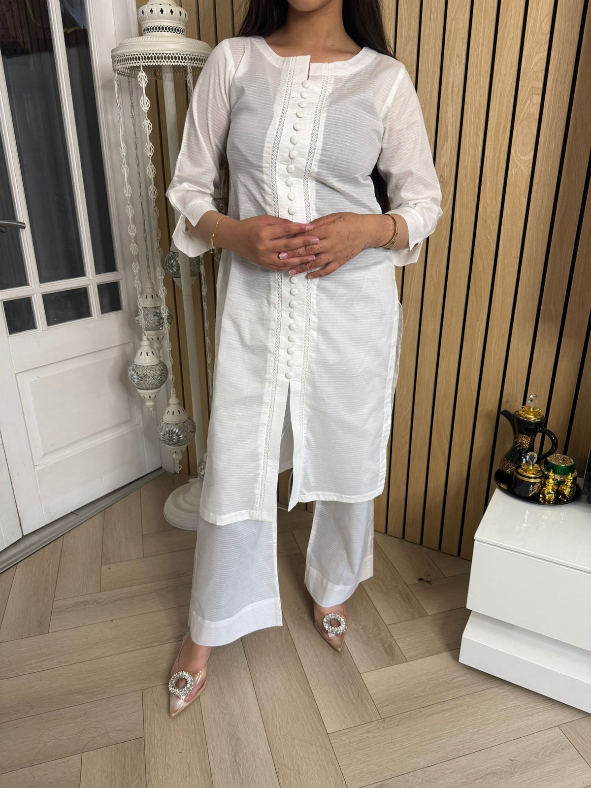 Warda 2pc Cotton Button Co-ord U3-D6