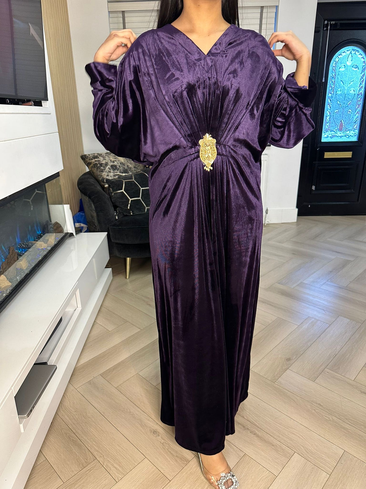 Velvet Stitched 1pc Kaftaan