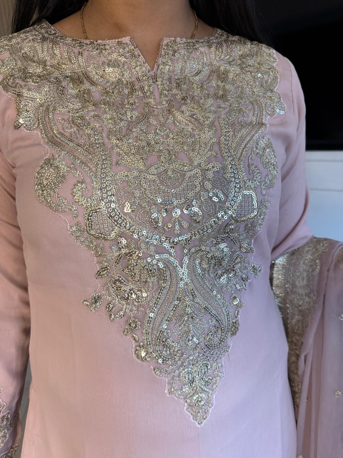 Mahima 3pc Chiffon Suit With Sequin Work D3-D2
