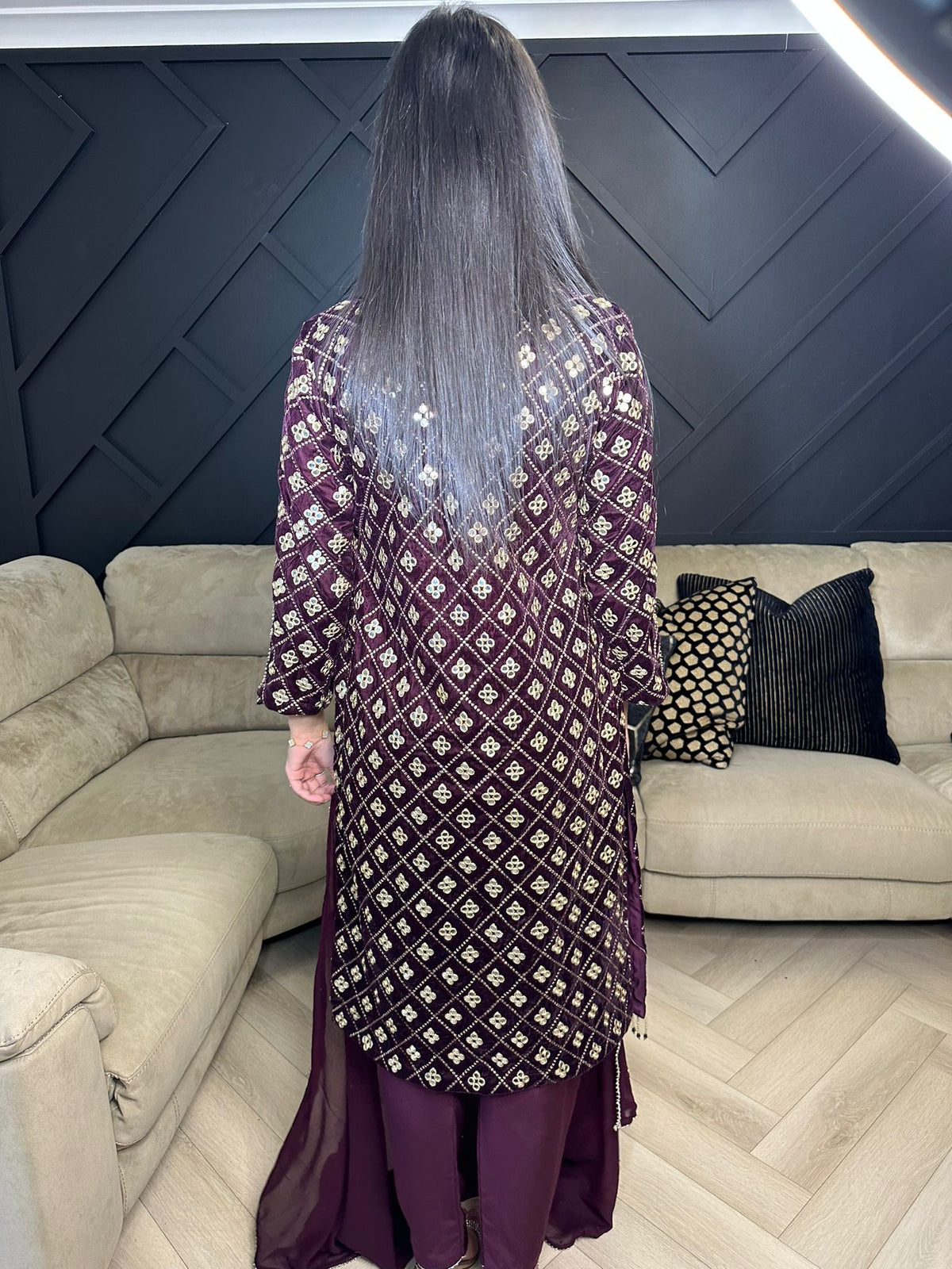 Keisha 3pc Luxury Velvet Embroidered Suit With Chiffon Duppatta D2-H1/3