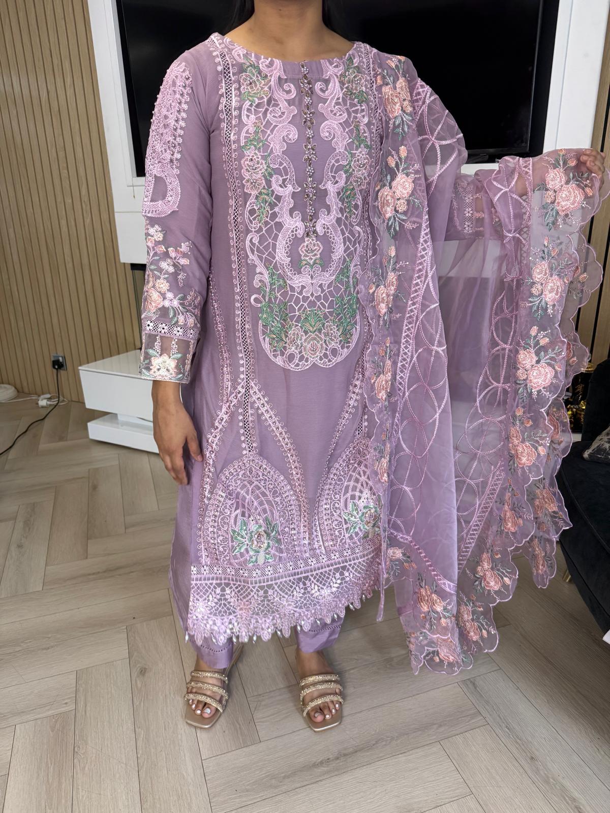 Atiqa Chiffon 3PC Suit With Organza Duppata