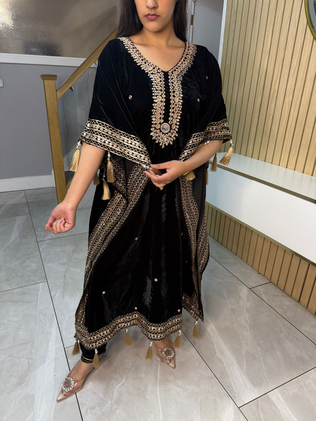 Mirror Velvet 2pc Kaftaan with Matching Trouser