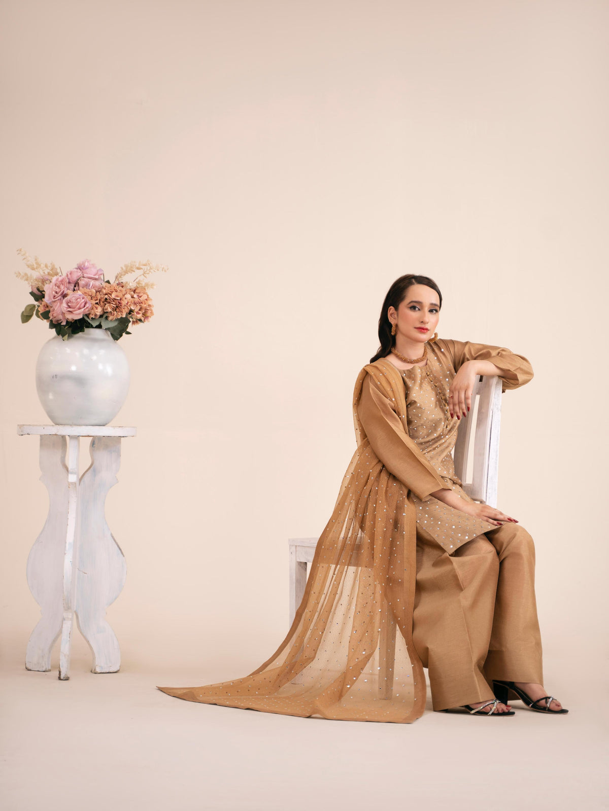 Chaandni Luxury 3pc Raw Silk Suits with Organza Scarf