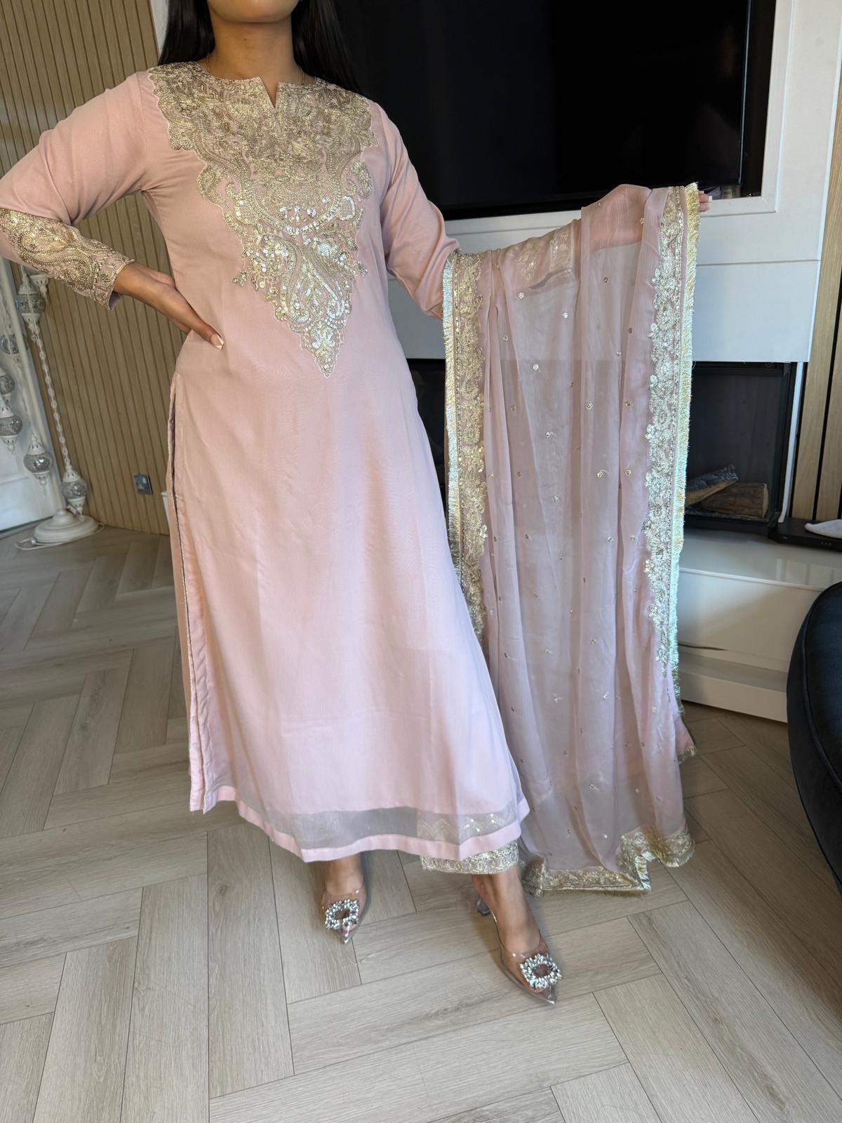 Mahima 3pc Chiffon Suit With Sequin Work D3-D2