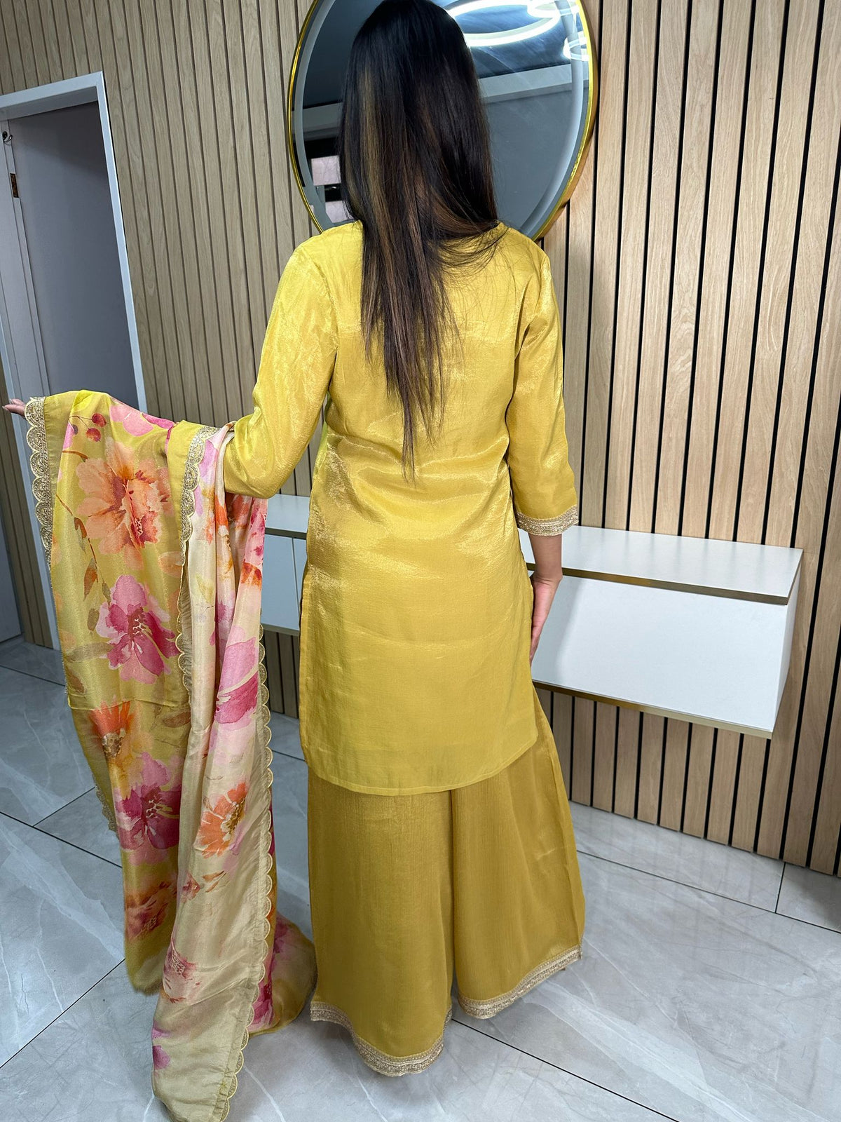 Amber 3pc Indian Silk With Floral Dupatta U2-G3