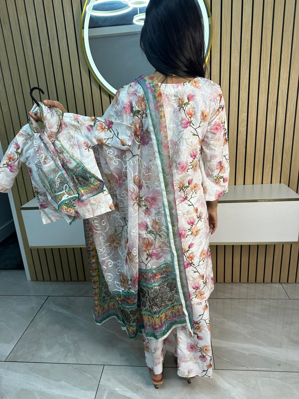 Falak 3pc Mother and Daughter Chikankari Suit U3 E6
