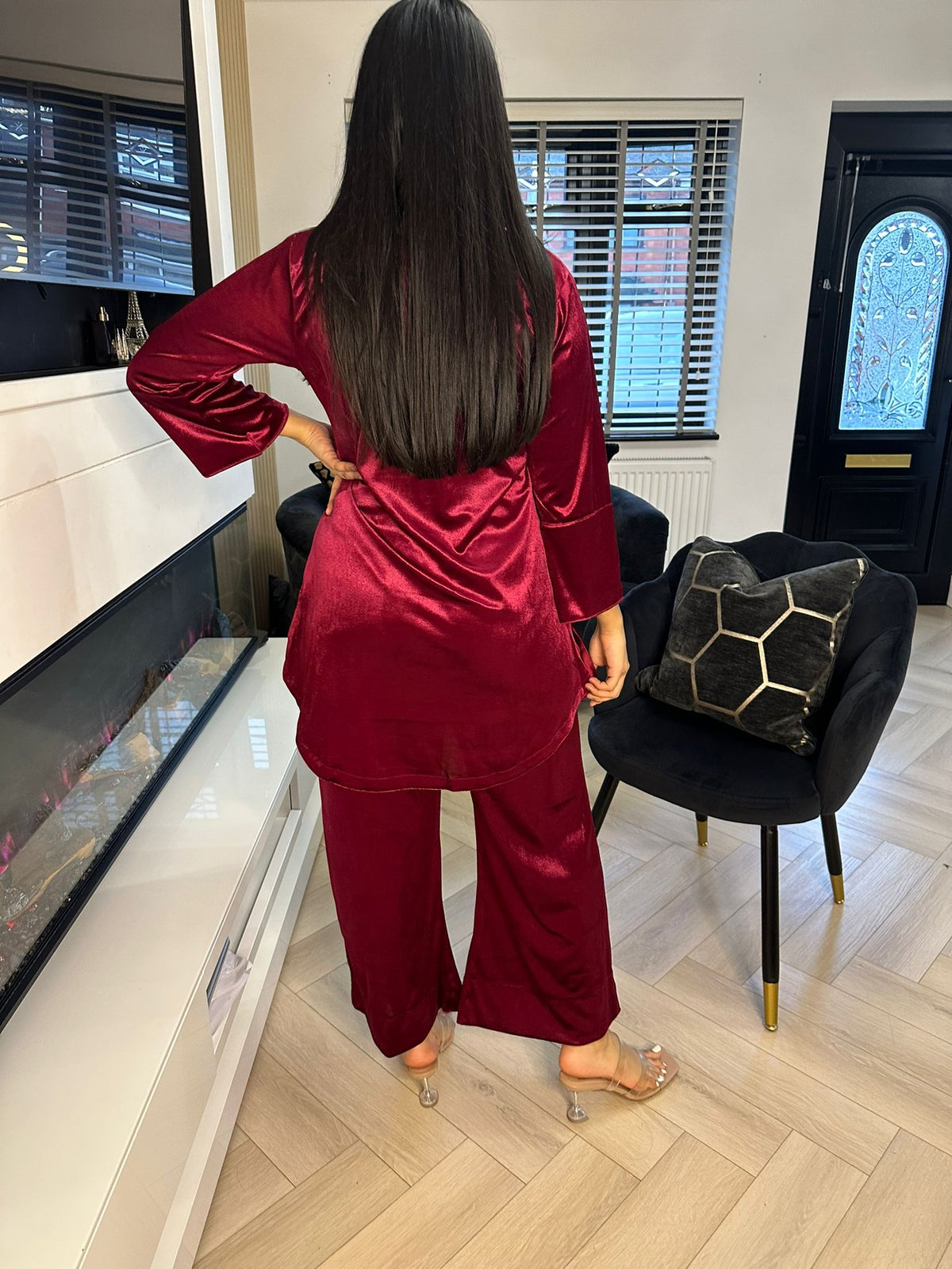 Velvet Button 2Pc - Red