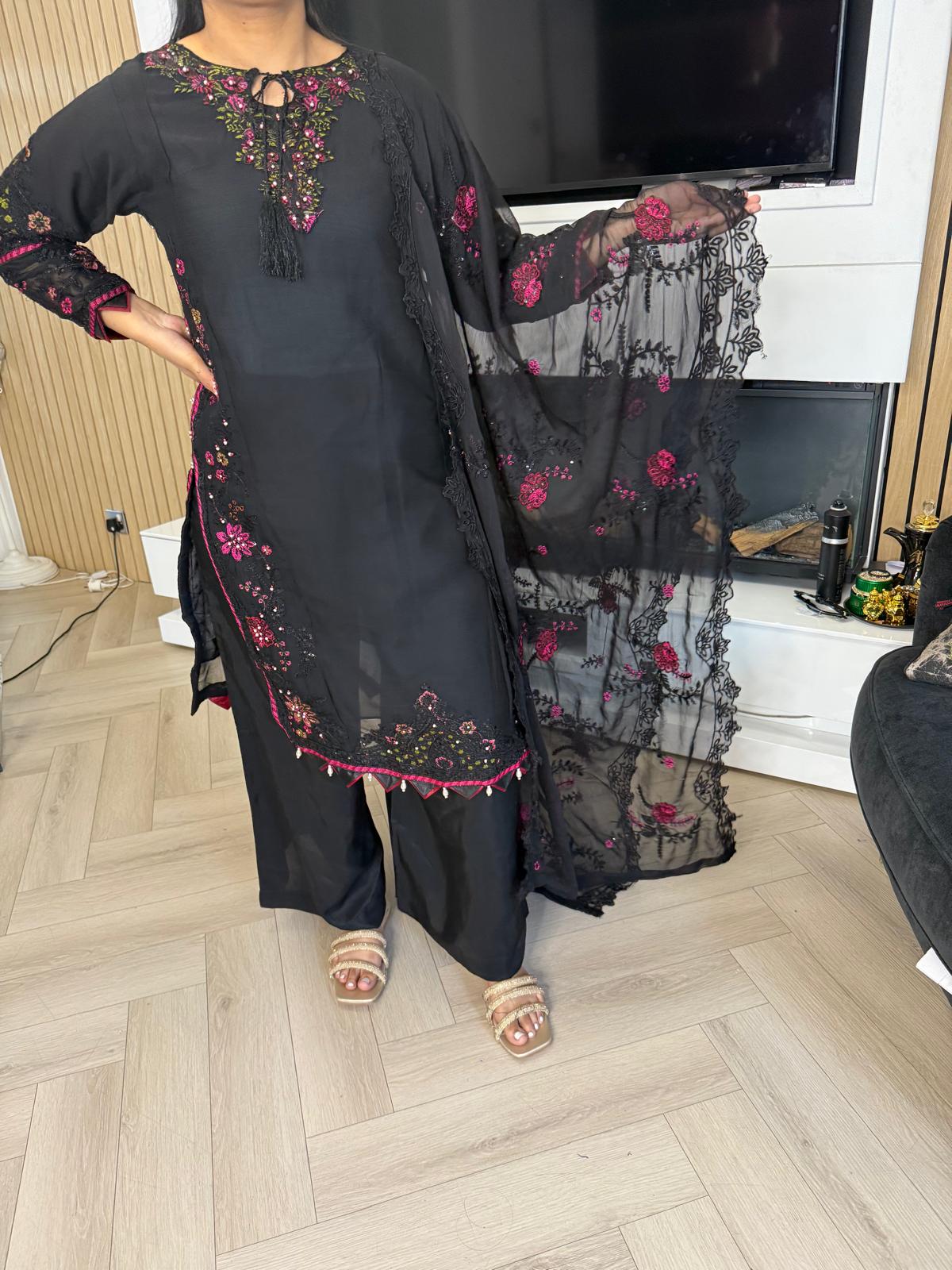 Atiqa Chiffon 3PC Suit With Organza Duppata