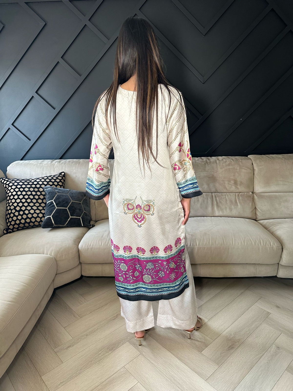 Fizza Printed 2pc Silk Co-Ord D1-A