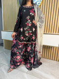 Zainish 3PC Linen Suit With Dupatta and Plazzo Trouser D2 -B2