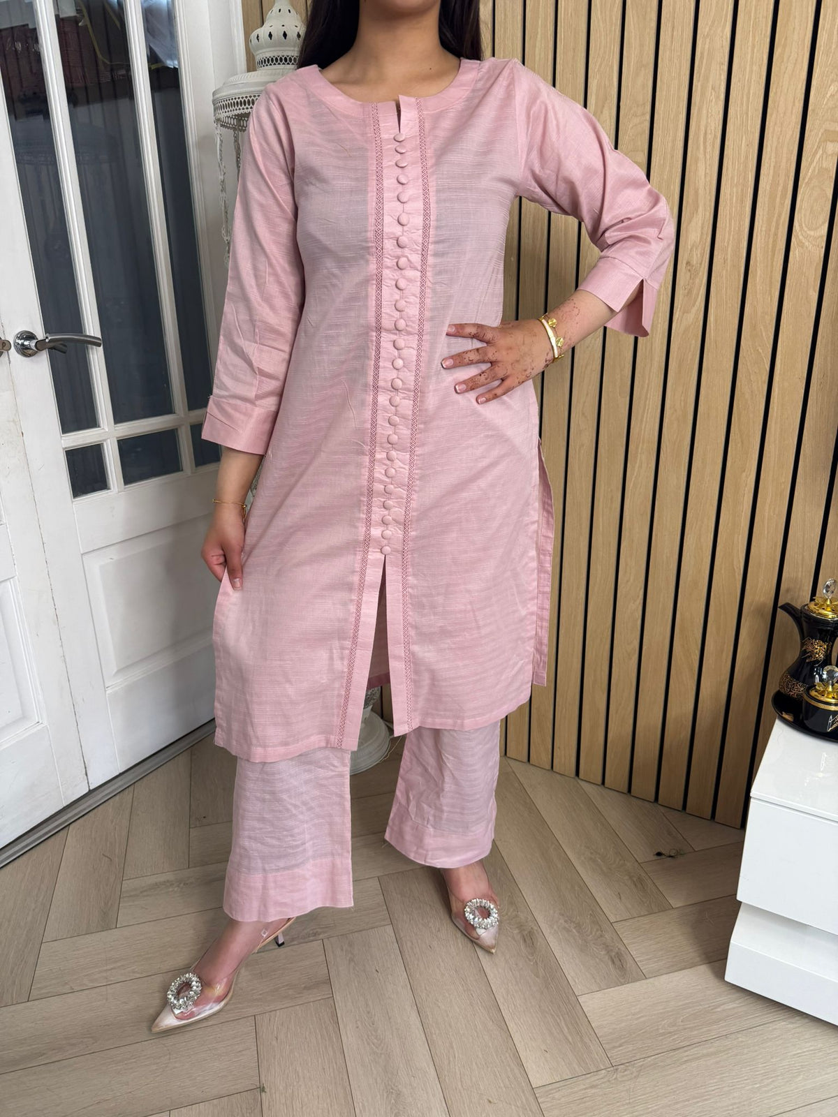 Warda 2pc Cotton Button Co-ord U3-D6