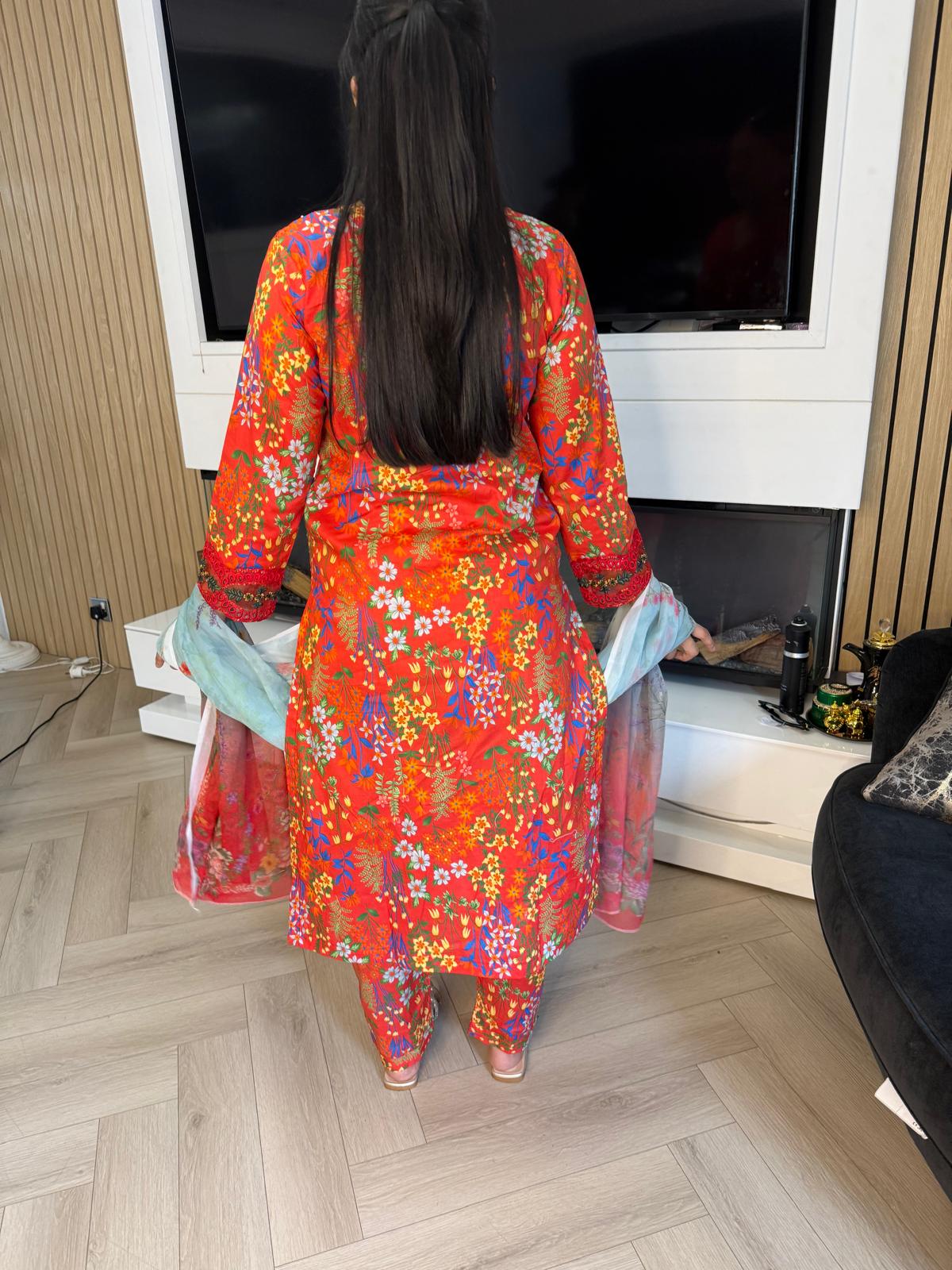 Adeela 3pc Printed Lawn Suit