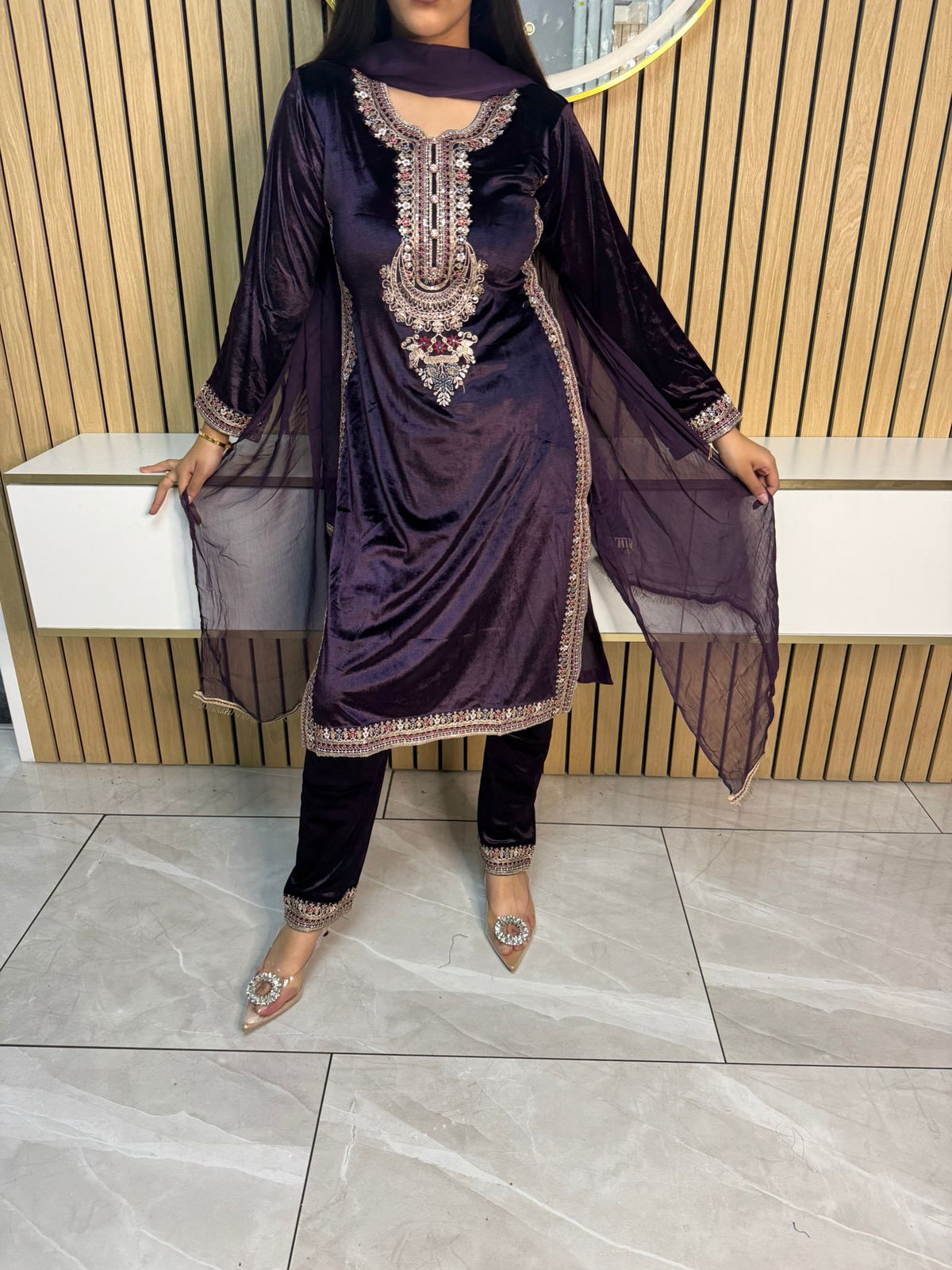 Saher Velvet 3pc Mother & Daughter Suits