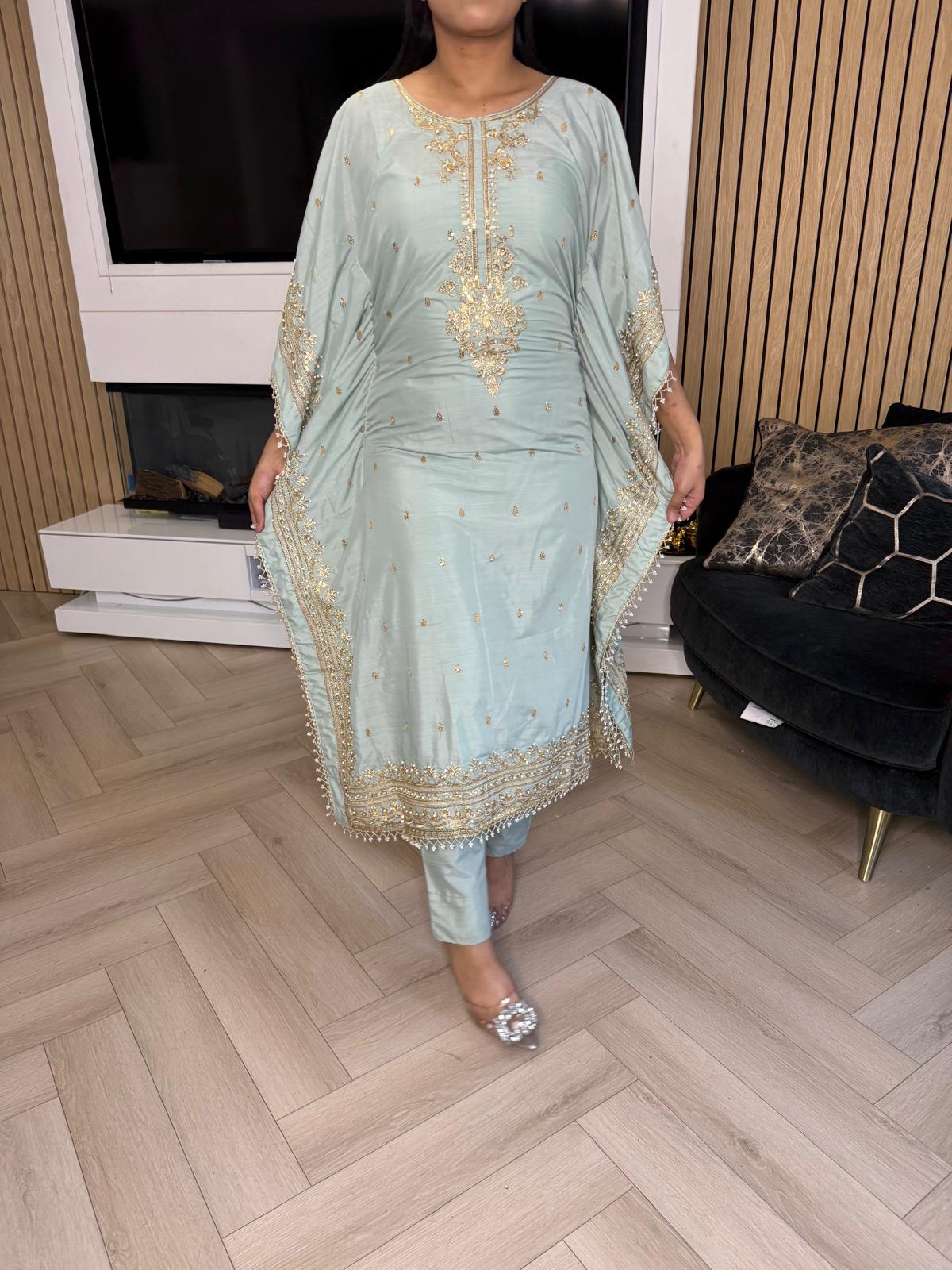 Mahnoor Embroidered Raw Silk 2pc Kaftaan D3-C3
