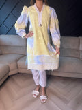 Sale Kurta - Yellow & Blue Tie Dye