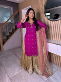 Khuda Baksh - Fuscia and Gold Sharara Style