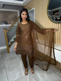 Cotton Chiknkari 3pc Suit With Net Dupata D2-H4