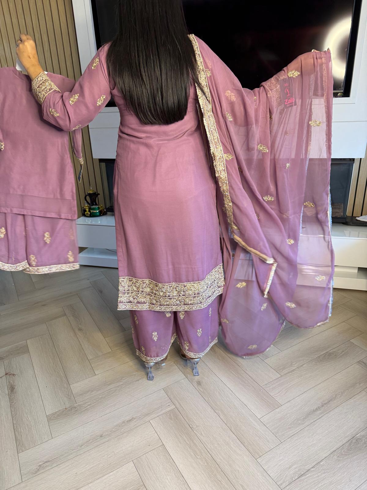 Manisba 3pc Mother & Daughter chiffon Suit With Plazzo