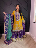 Karma-Yellow and Purple Sharara Style U3-F5