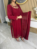 Sabrine 3pc Fancy Chiffon Suit With Cutout Detailing U3- D5/6