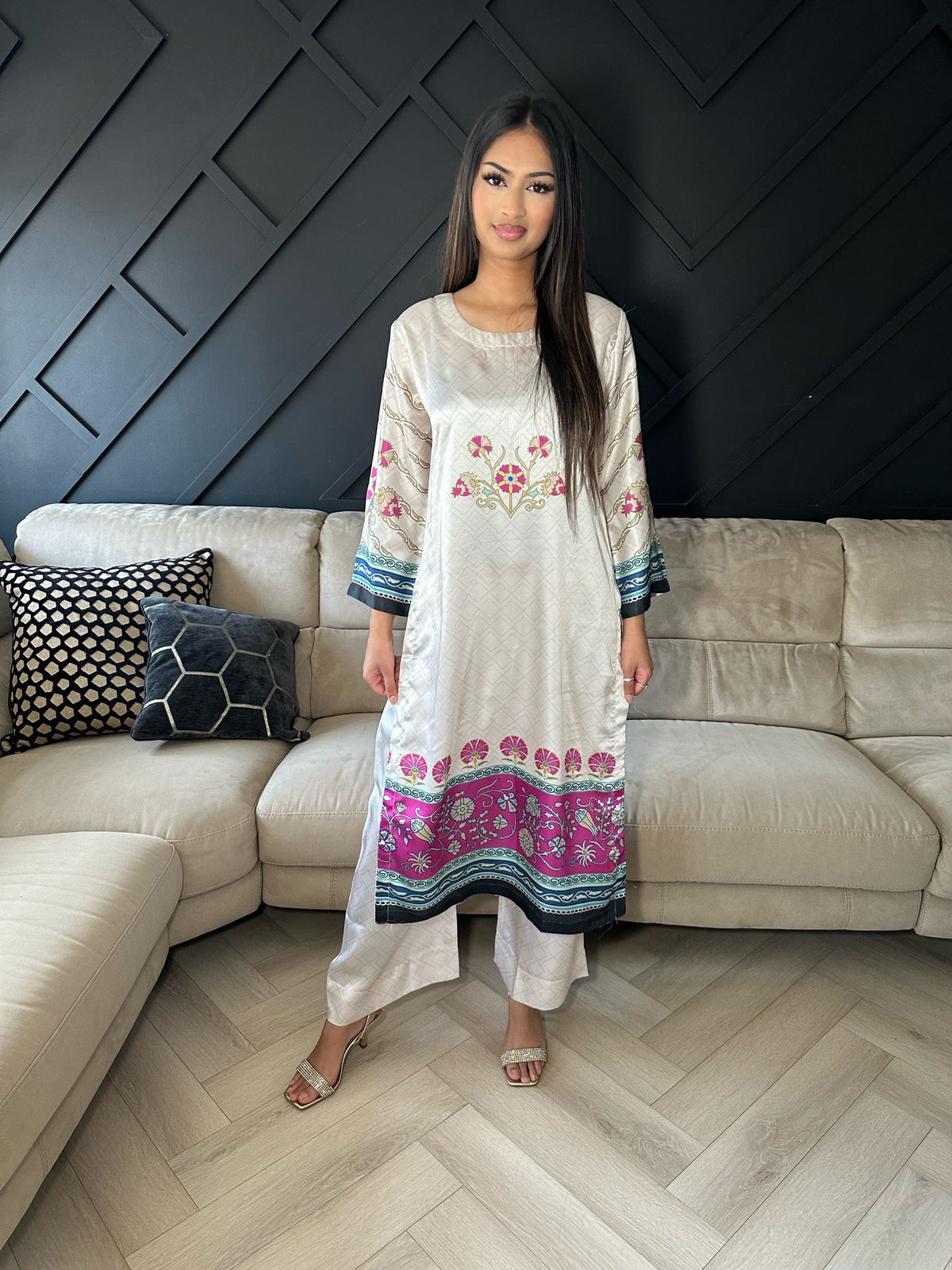 Fizza Printed 2pc Silk Co-Ord D1-A