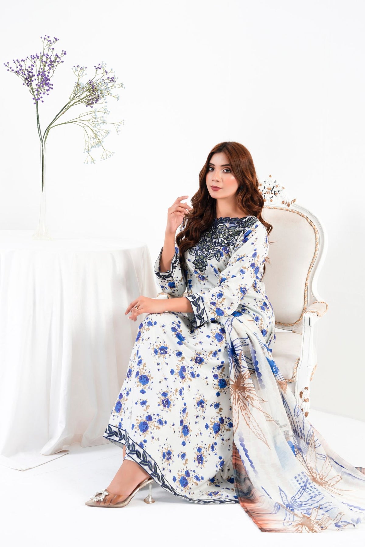 Maha Gul 3 Piece - White Dress