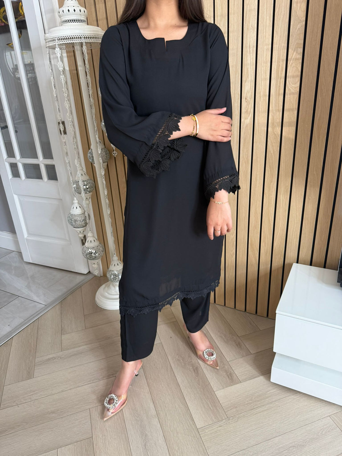 Aleena 2pc Georgette Cut Neckline Co-Ord