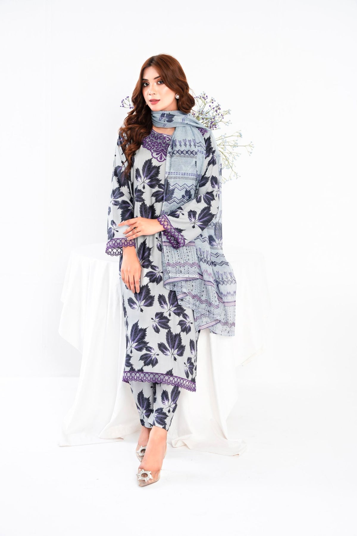 Maha Gul 3 Piece - Grey