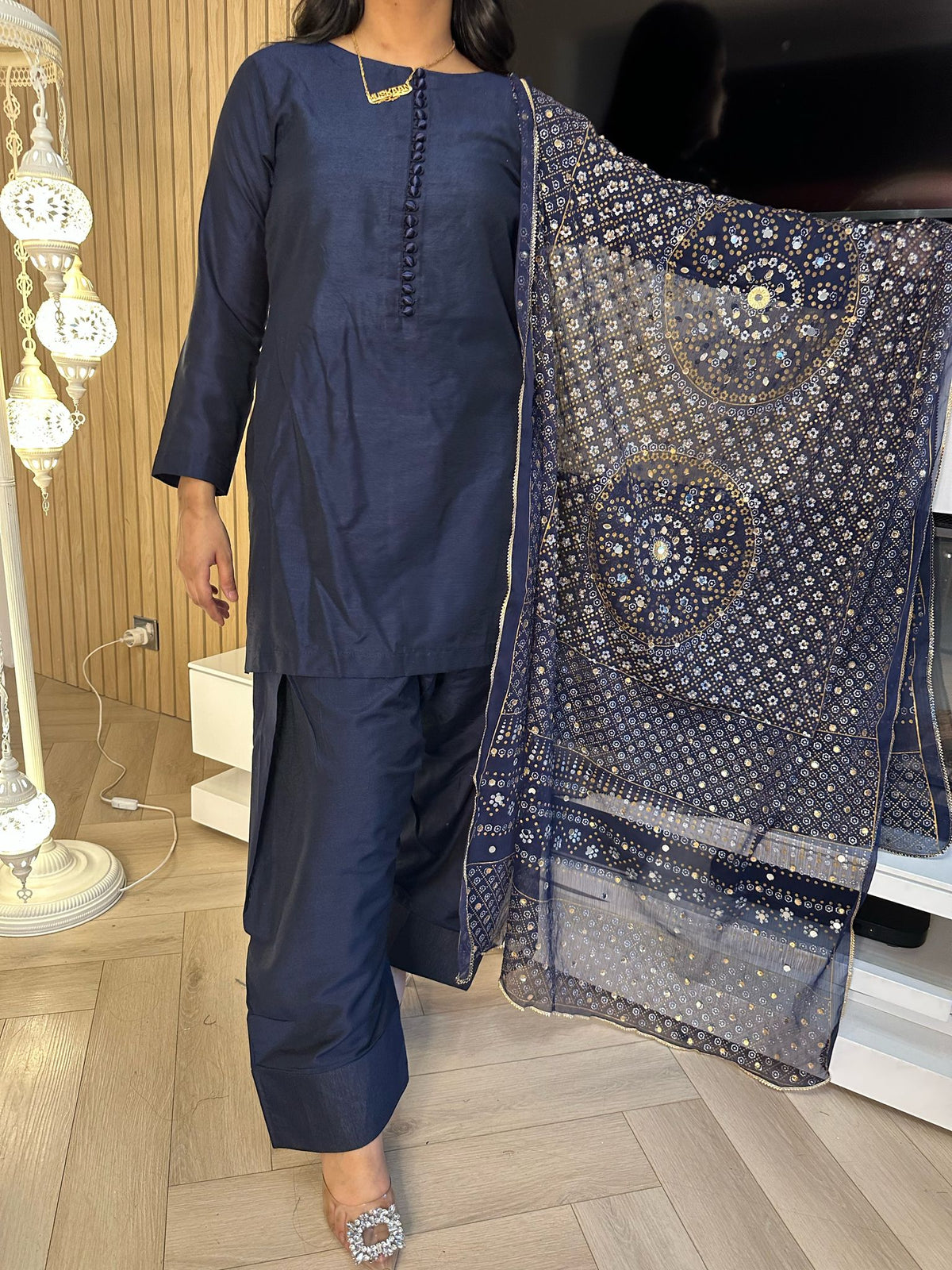 Sofia 3pc Farshi Shalwar With Fancy Dupatta