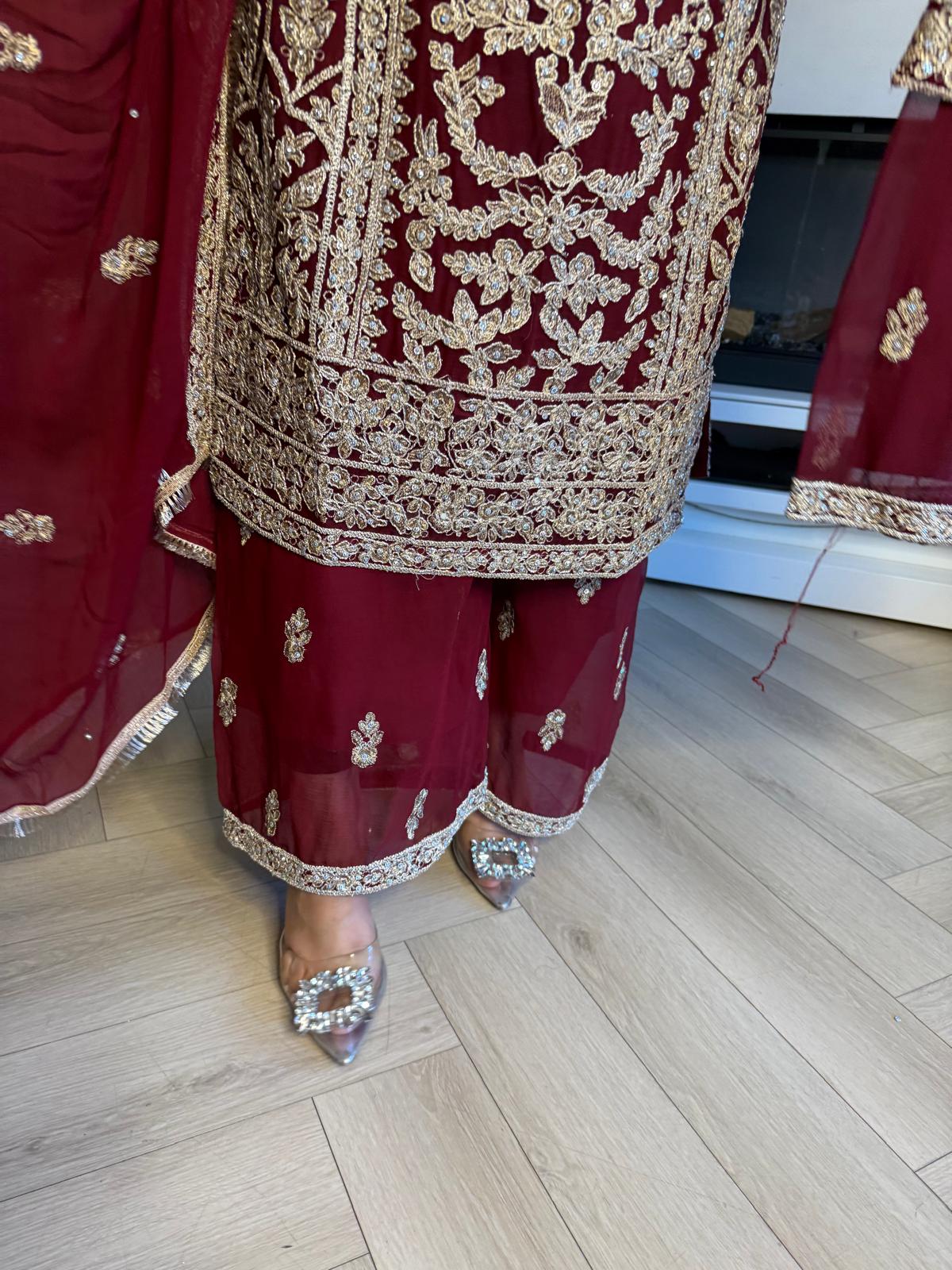 Manisba 3pc Mother & Daughter chiffon Suit With Plazzo