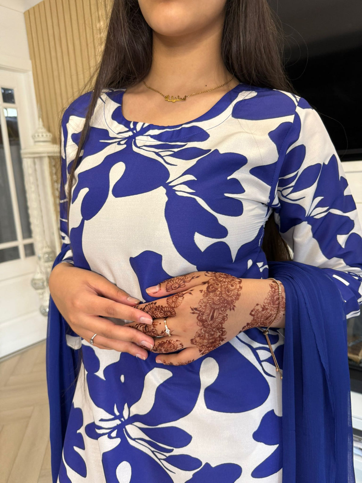 Tasneem 3pc Printed Suit With Plain Chiffon Duppatta