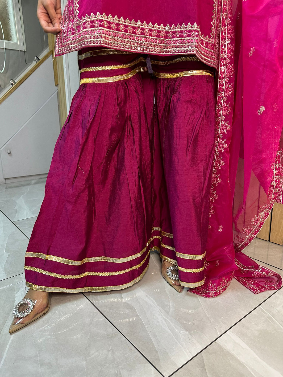 Hamna 3pc Gharara With Net Dupatta D3-A5
