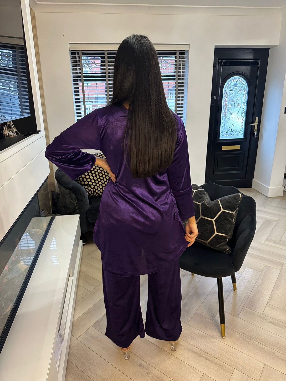 Velvet Button 2Pc - Purple