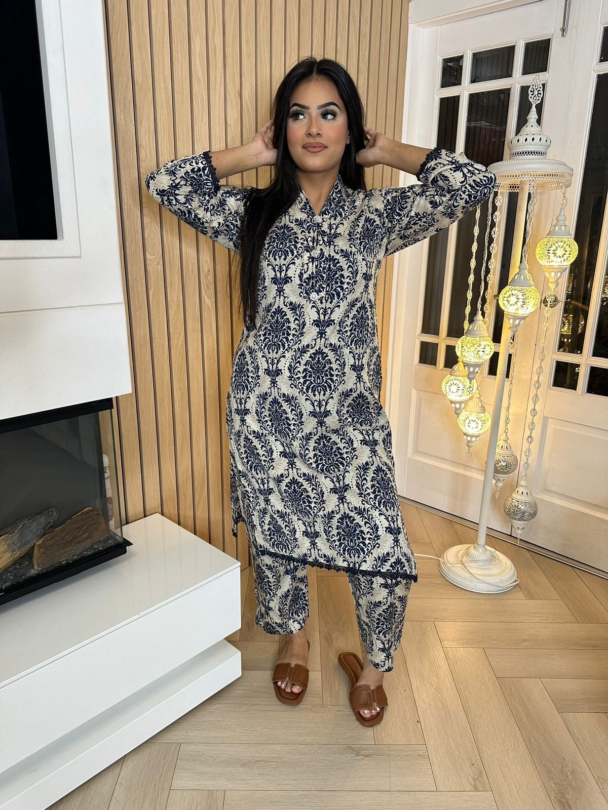 Printed 2pc Linen Kameez