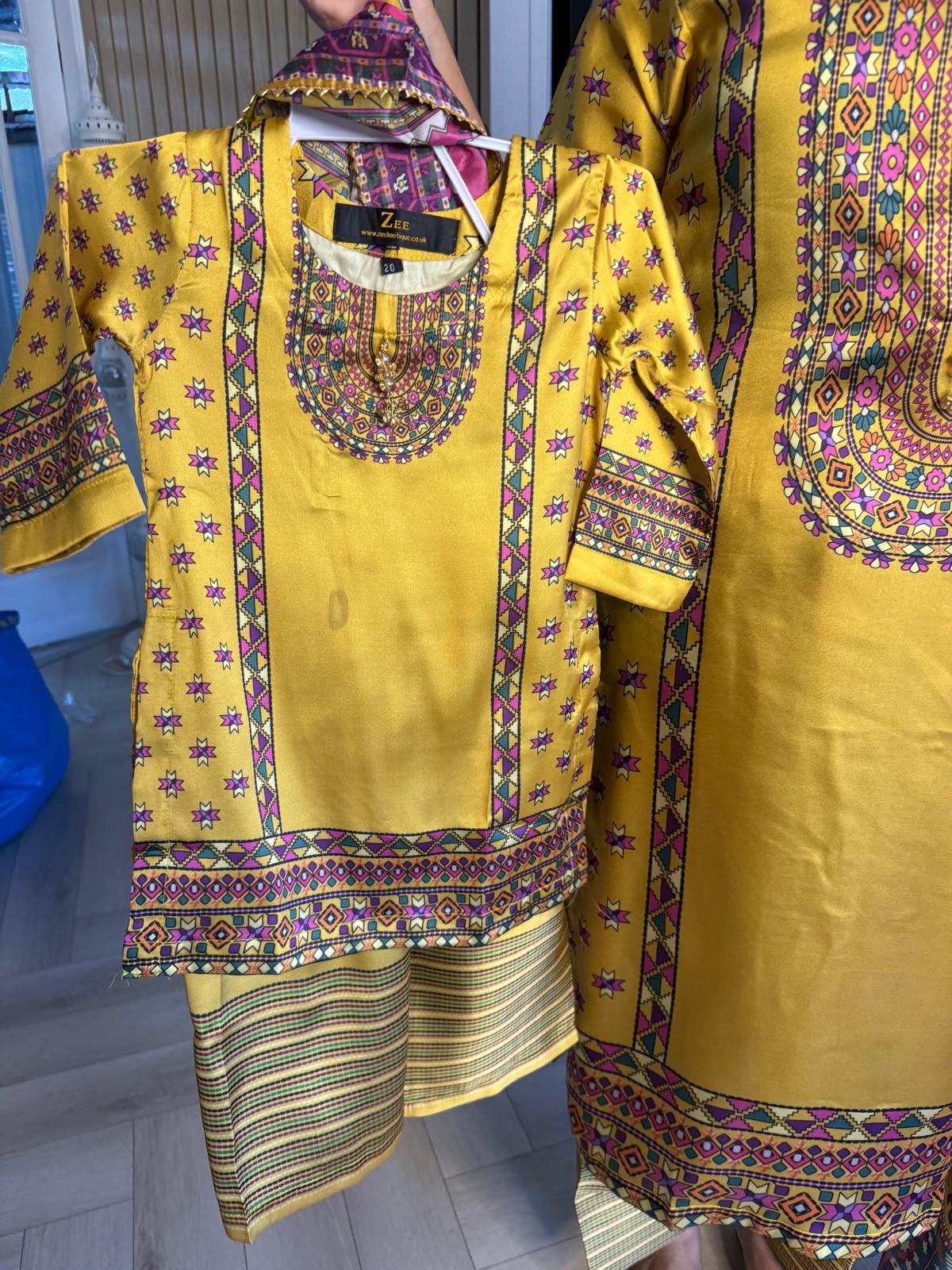 Gulnaz 3pc Silk Mother and Daughter Suit