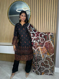Sakeena 3pc Linen Suit With Printed Dupatta
