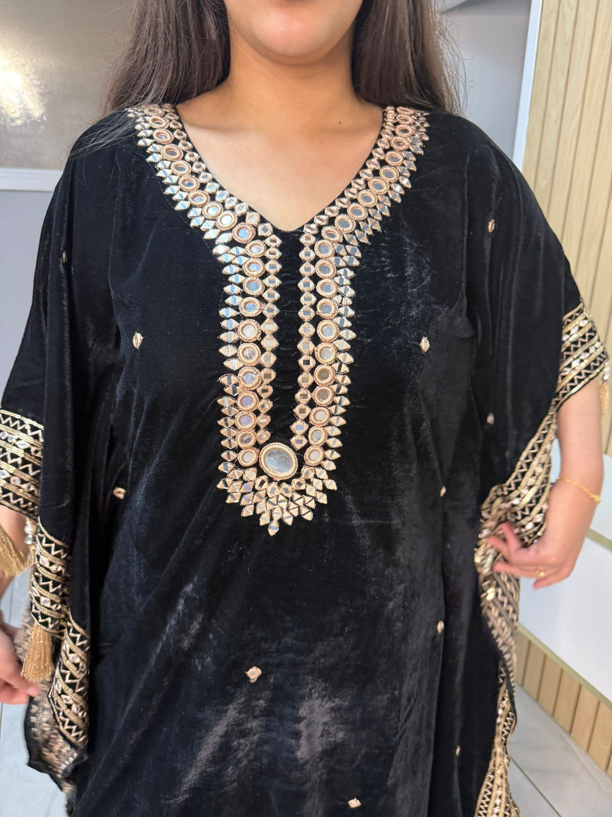 Mirror Velvet 2pc Kaftaan with Matching Trouser