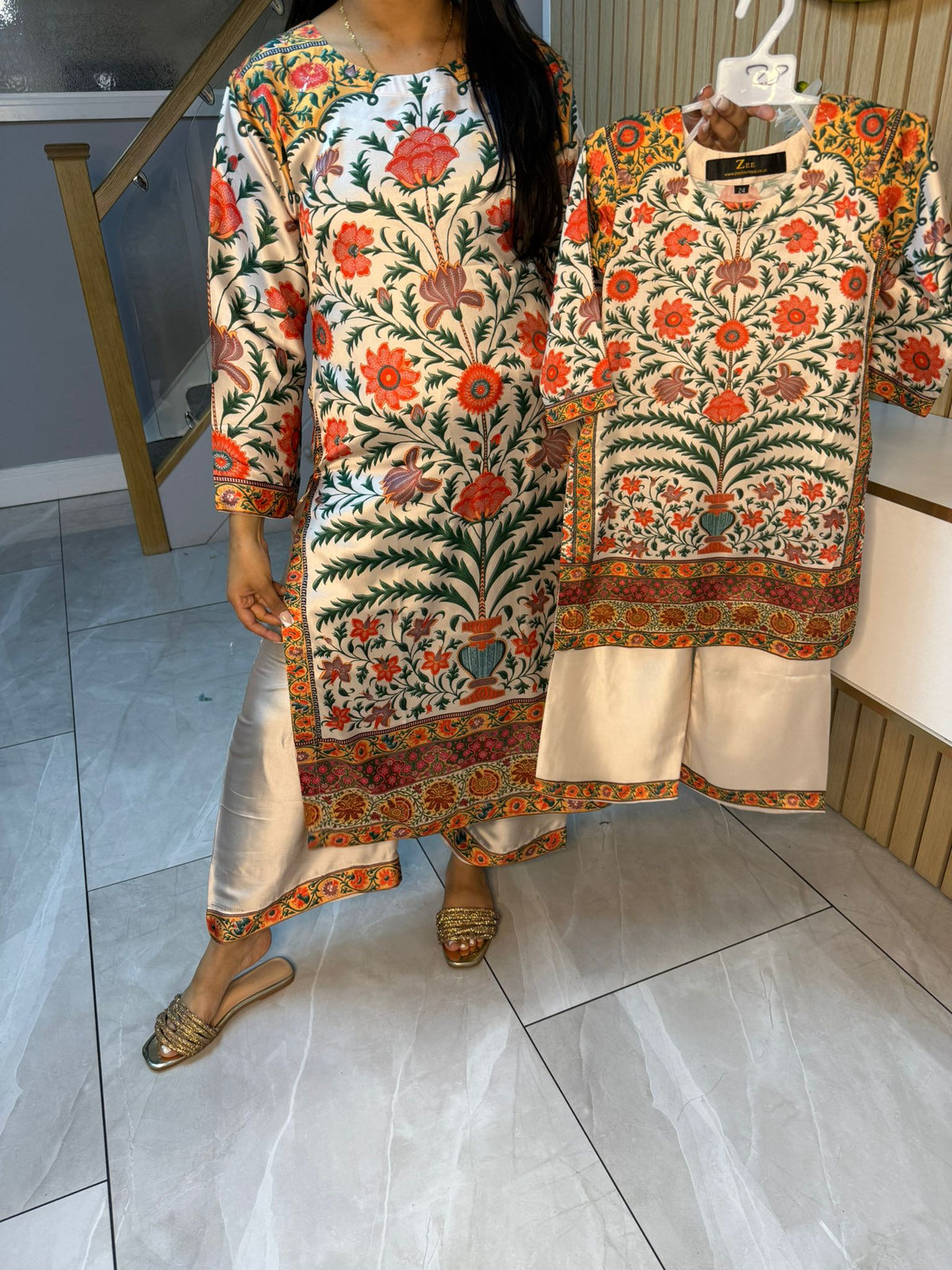 Shamila 2pc Silk Mother and Daughter Co-ord D1-F