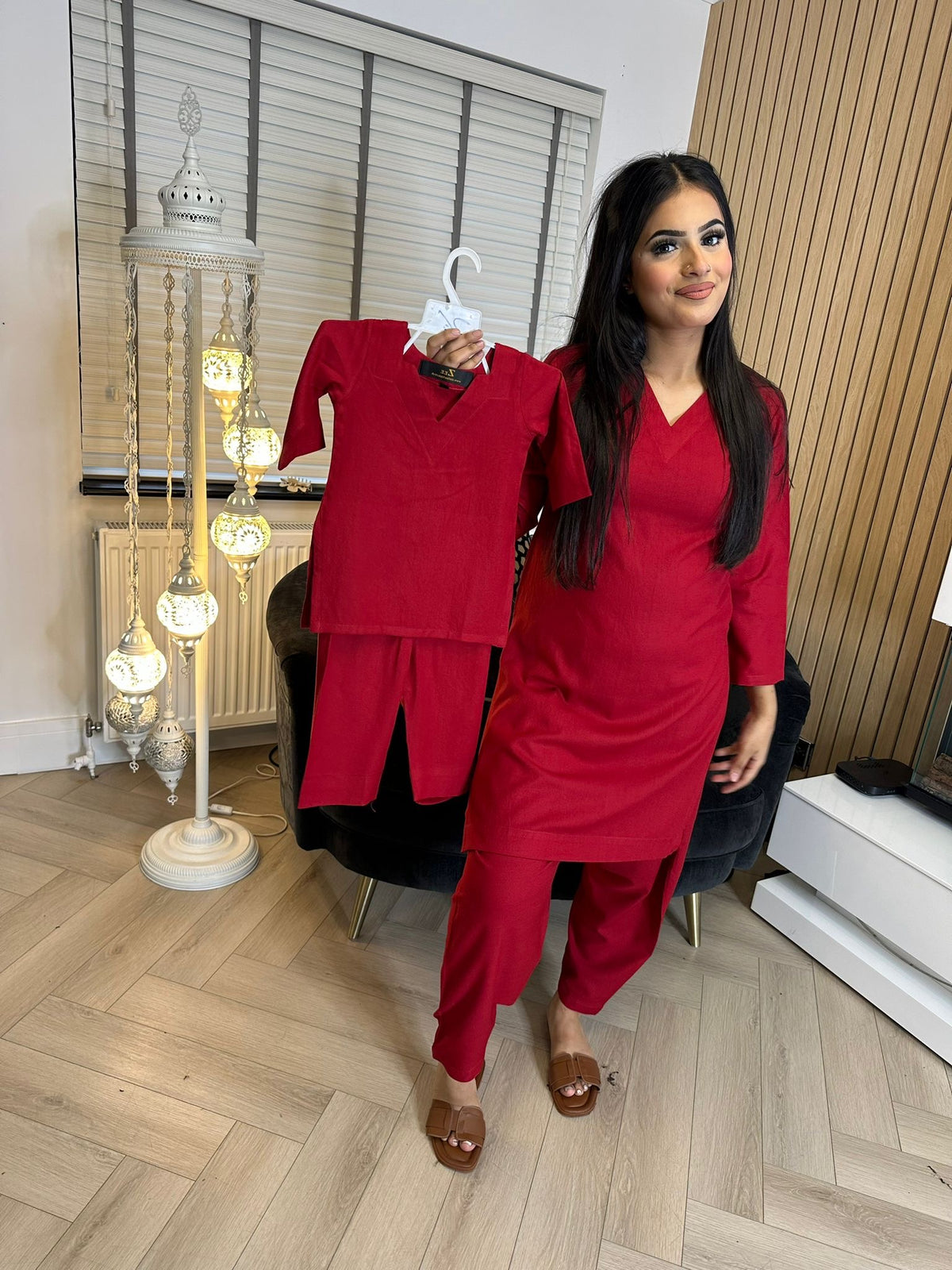 Leela M&D Shalwar- Red