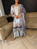 Zymal 3pc Printed Lawn Suit With Plazzo