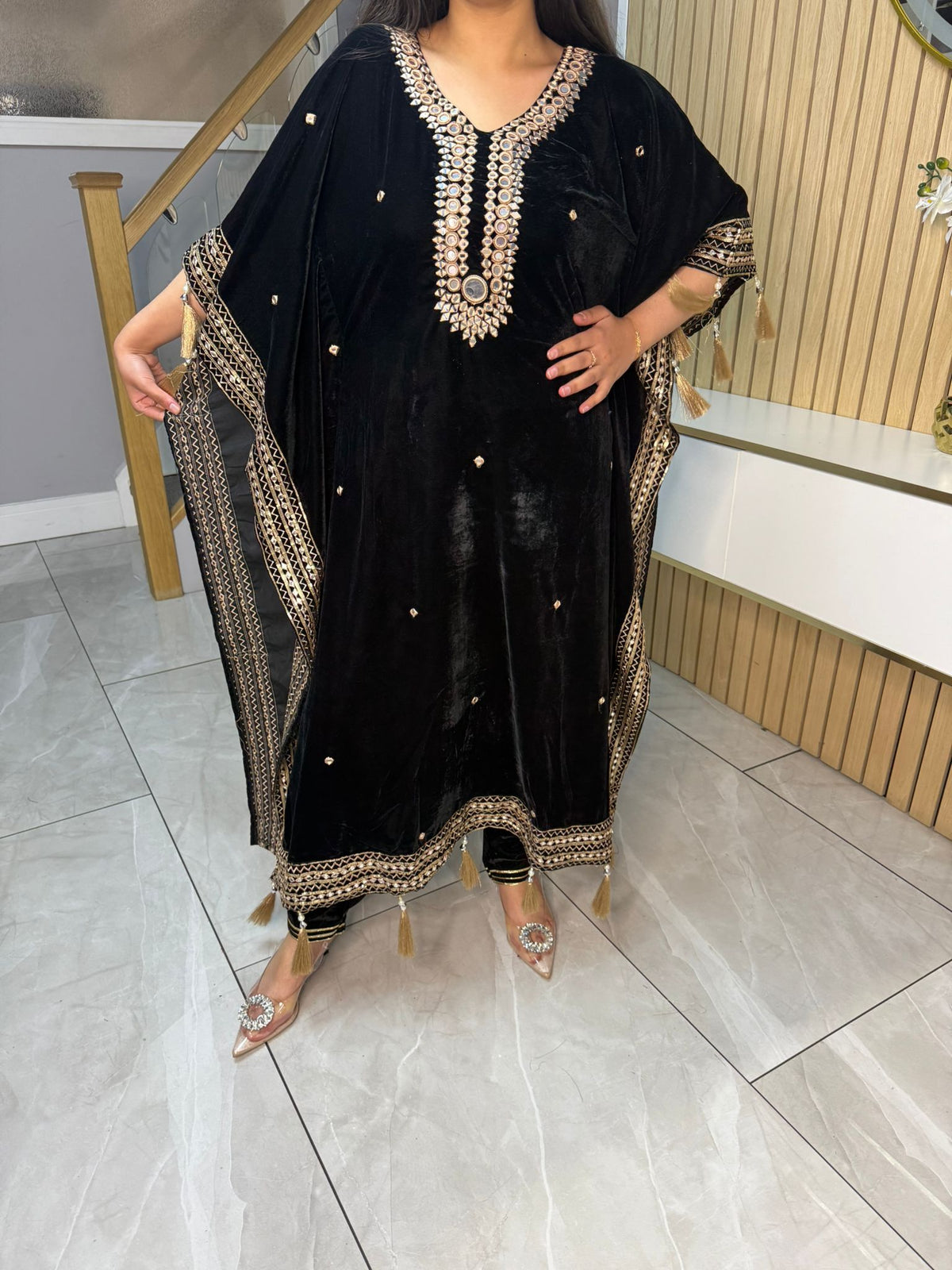 Mirror Velvet 2pc Kaftaan with Matching Trouser