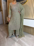 Layla Olive 3pc chiffon suit U2-G4