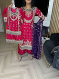Lyba 3pc Mother & Daughter Organza Suit With Plazzo U3-G6