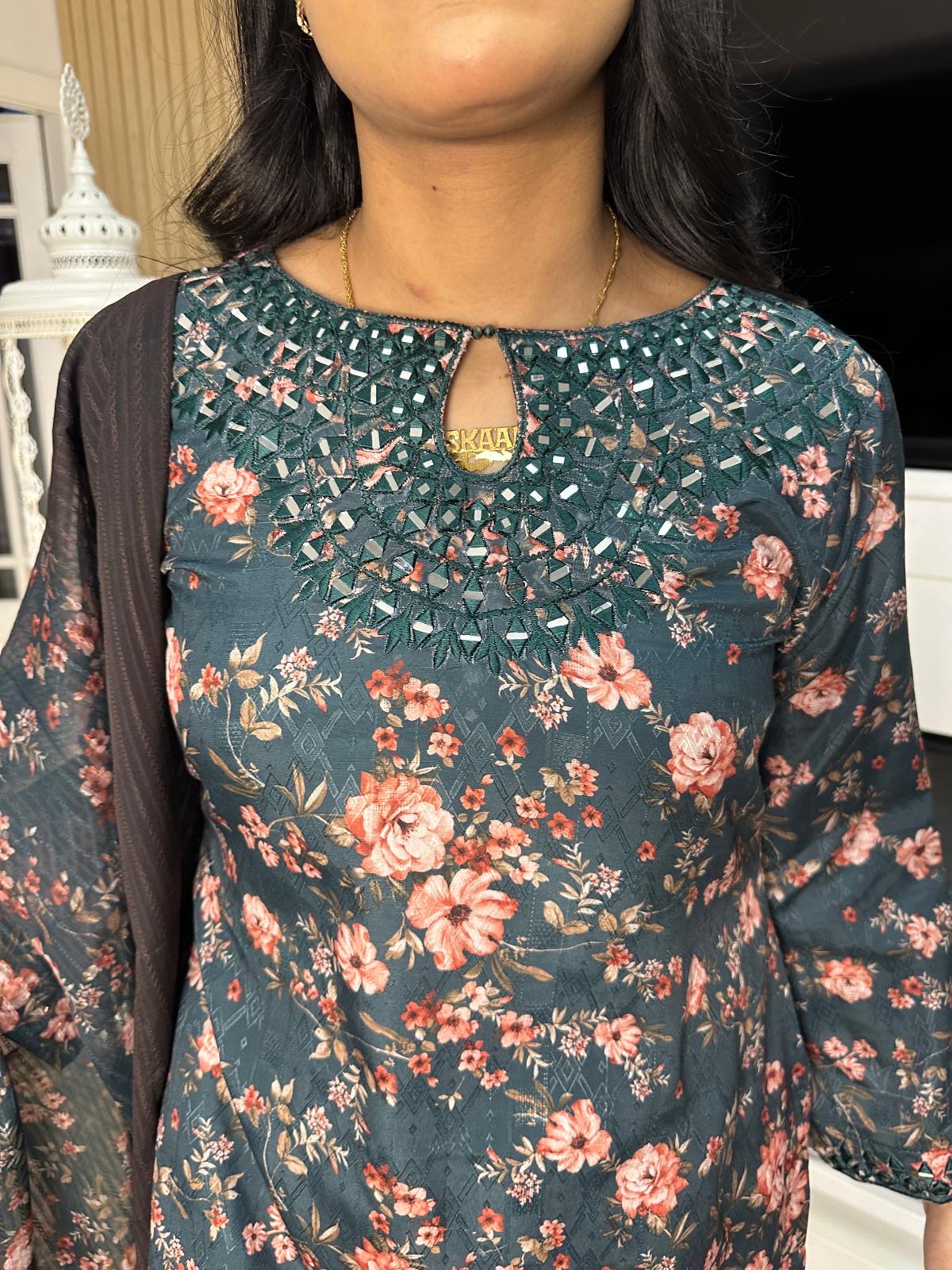 Raiha 3pc Cotton Printed Suit With Chiffon Duppatta