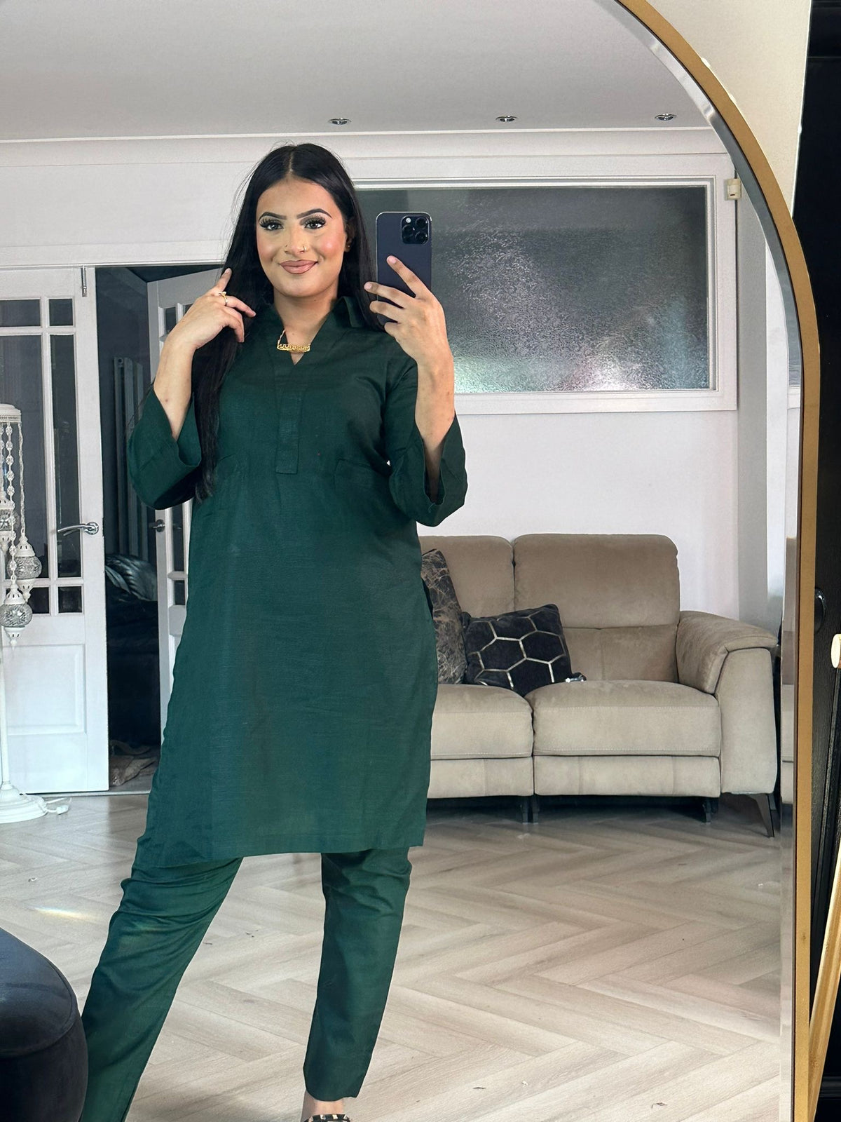 Mira Pocket Khaddar Co-ord - Emerald